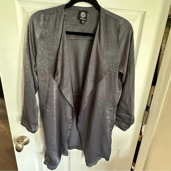 Bobeau Shiny Slate Waterfall Open Blazer with Pockets Size Small - Picture 6 of 9